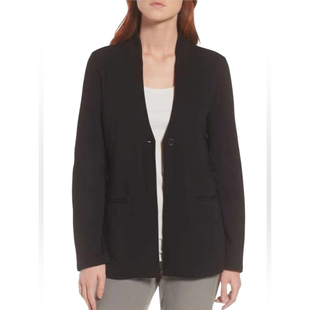 EILEEN FISHER Tencel Lyocell Blend Knit Blazer in Black
